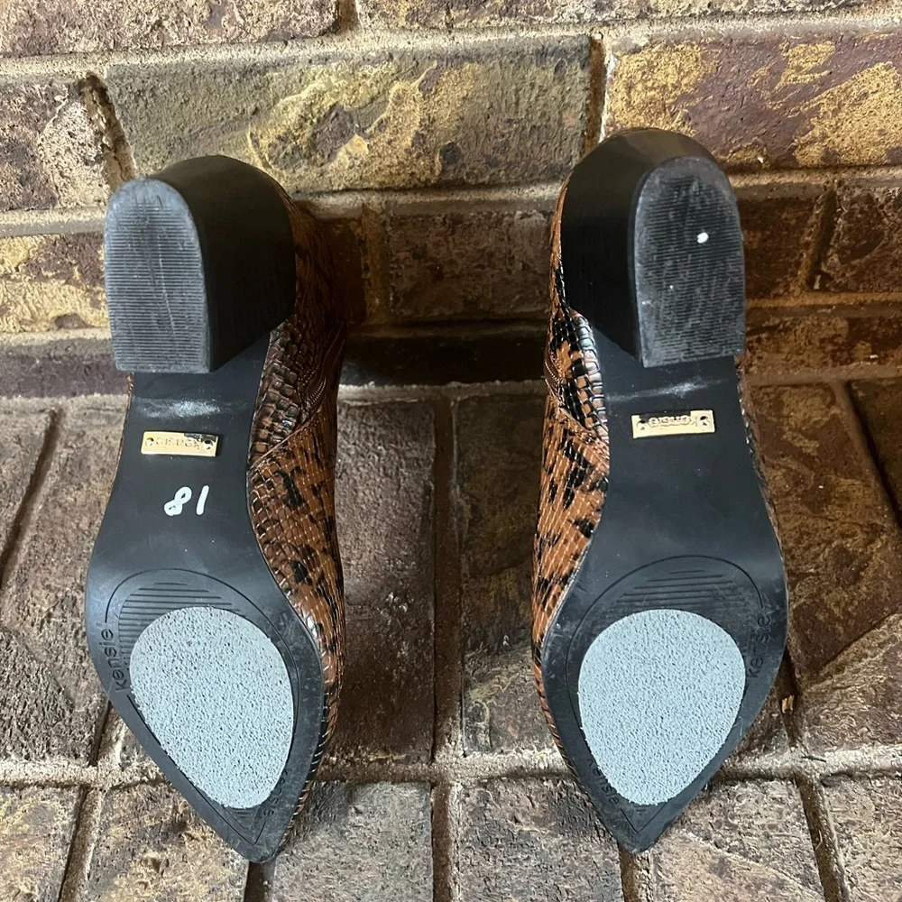 KENSIE Womens Chestnut Snake Brown Snake Print Leticia Leather Booties‎ 5.5 M - Picture 7 of 8